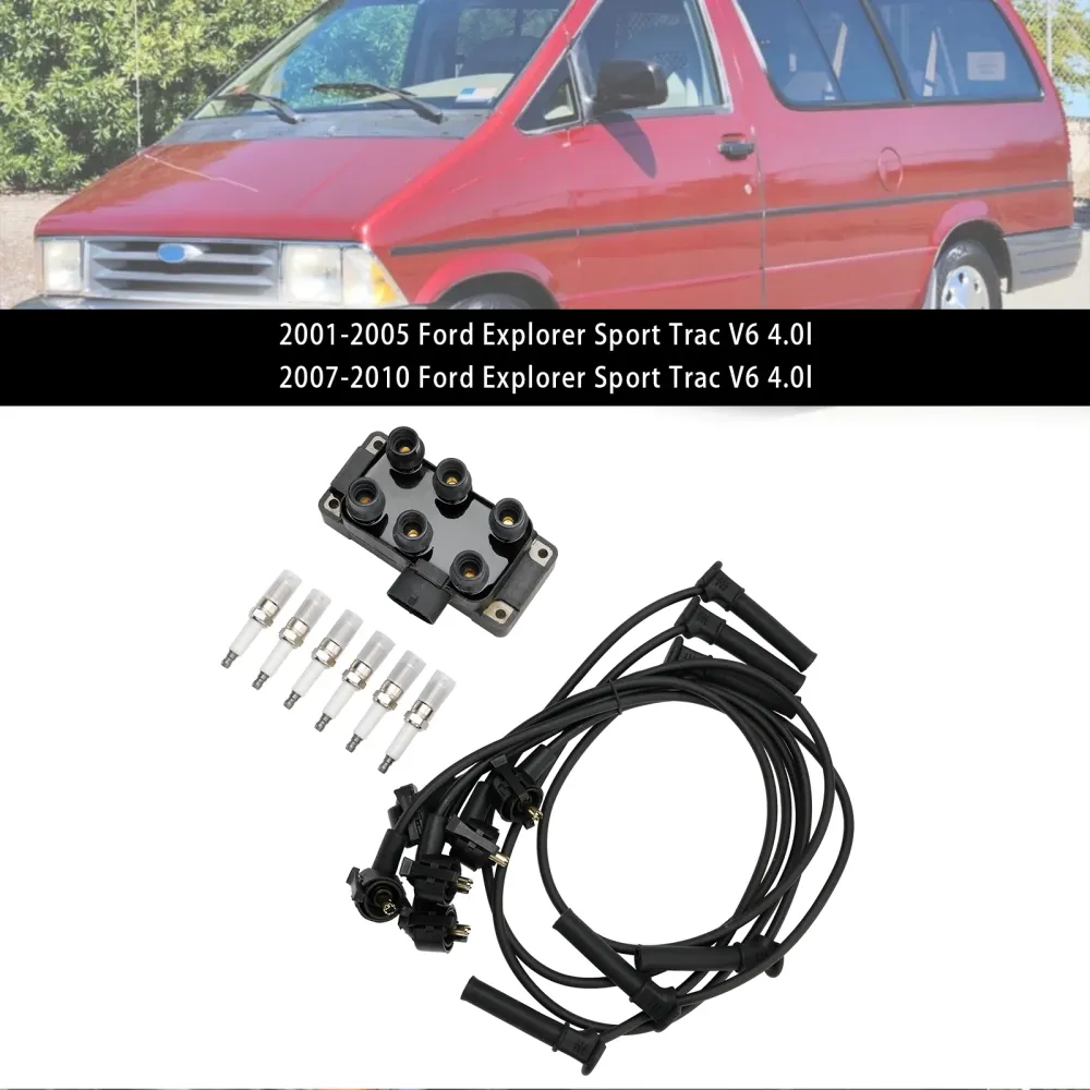 Bobine d'allumage Mercury Mountaineer V6 4,0 l + 6 bougies d'allumage + 6 fils FD480 DG452 90TF12029A 1998-2010