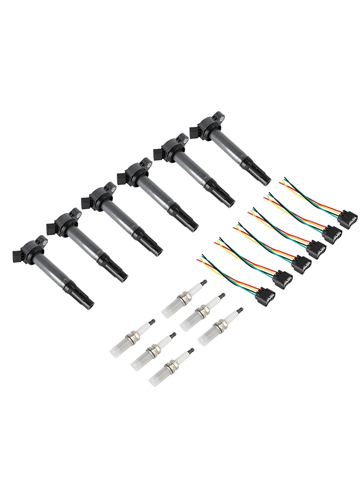 6 bobines d'allumage + connecteurs + bougie d'allumage UF487 90919-02251 pour Toyota Sienna 3.5L