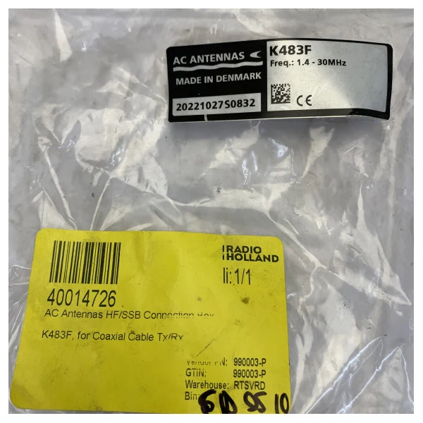 Boîte de connexion AC Antennas K483F HF/SSB pour câble coaxial Tx/Rx - Marine