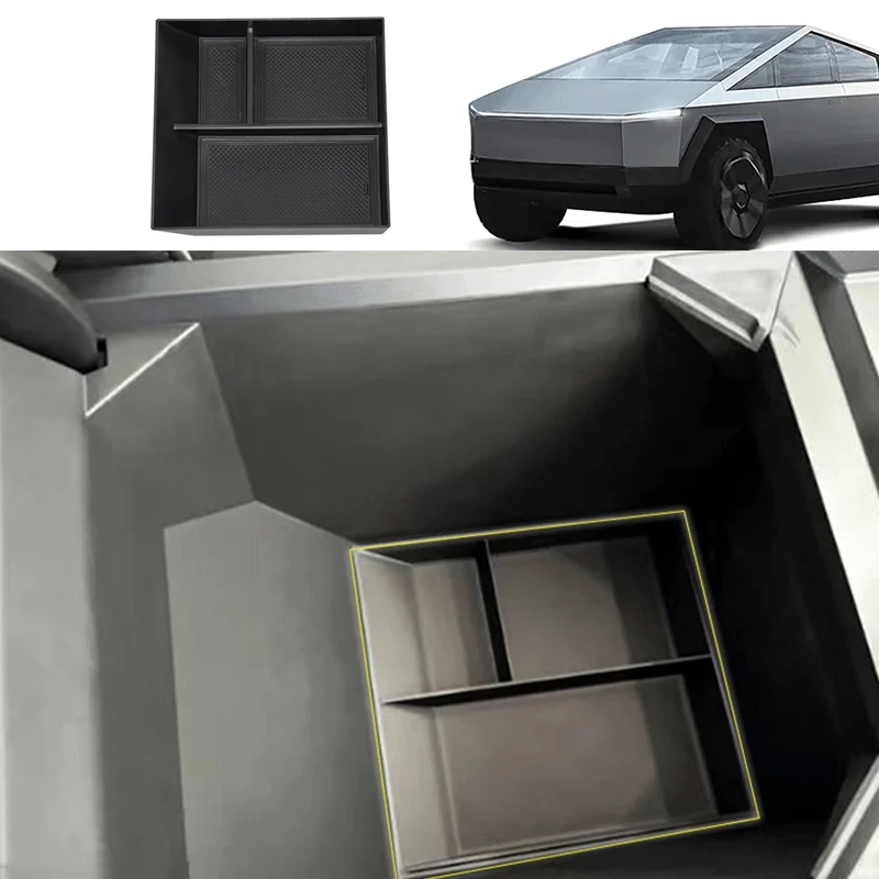 Boîte de rangement inférieure de l'accoudoir de la console centrale (ABS) pour Tesla Cybertruck