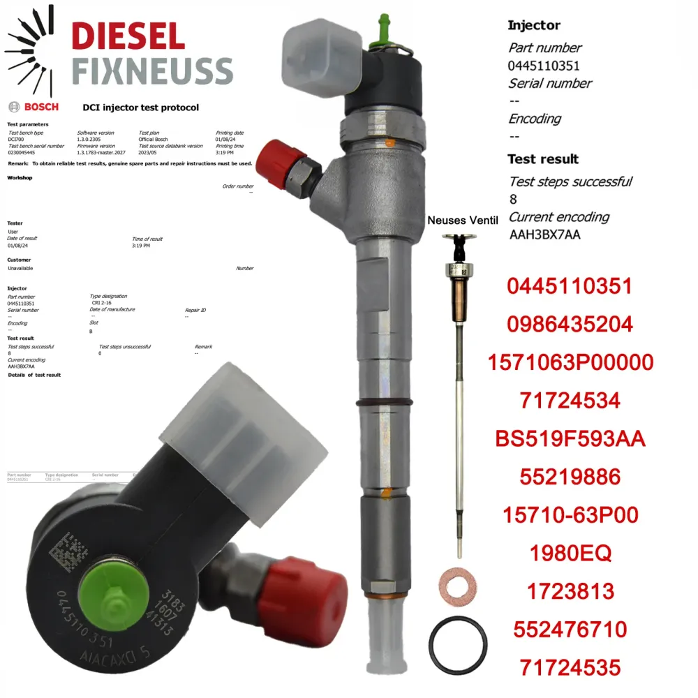4x buse d'injection 0445110351 55219886 95517513 0986435204 BOSCH FIAT 1.3 D