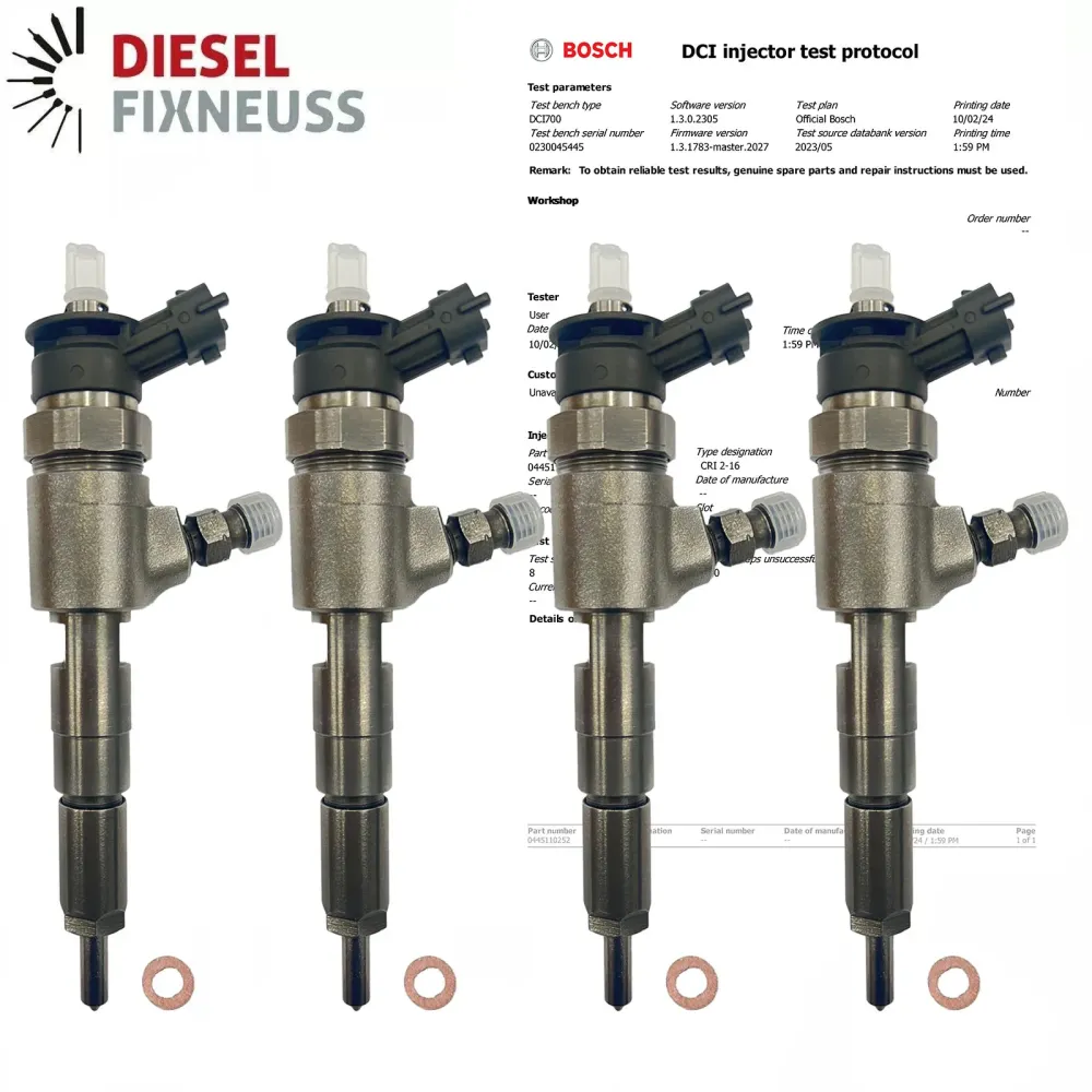 4x buse d'injection Bosch 0445110252 Citroen 9656588980 Peugeot 207 Bipper 1.4 HDi