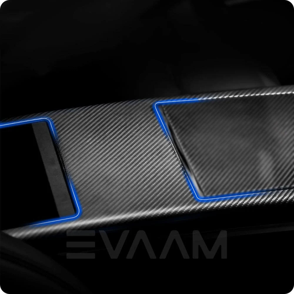 Cache latéral de console centrale en fibre de carbone véritable EVAAM® pour Model S/X 2021+