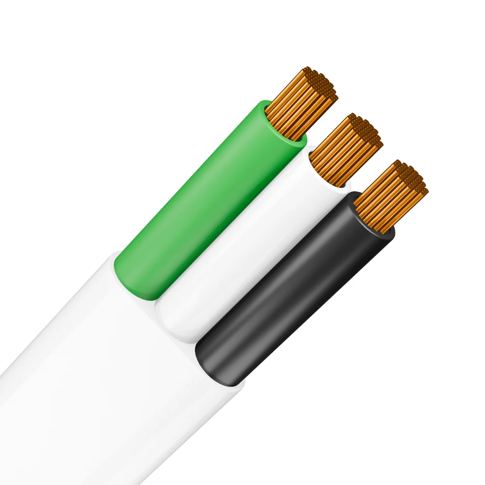 Câble #10 AWG, BOAT Cable, 3 conducteurs, Blanc, certification CSA TEW et UL, (vendu au pied)
