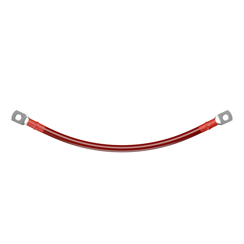 Câble #2 AWG, 1 conducteur, Rouge, 2 Pieds, connecteurs Cosses 5/16″/Cosses 5/16″, usage WELD