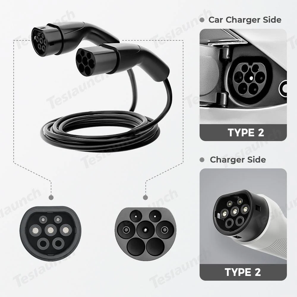 Câble de charge pour véhicule électrique, adaptateur femelle type 2 vers mâle type 2 pour borne de recharge-Câble de charg...