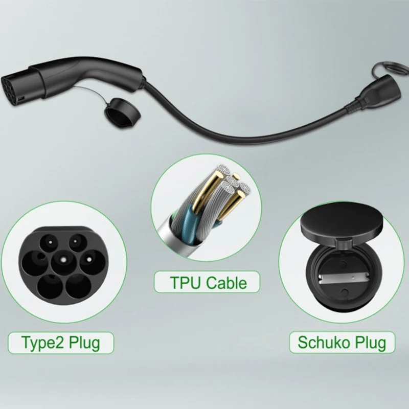 Câble de charge universel de type 2 pour véhicule électrique avec prise Schuko