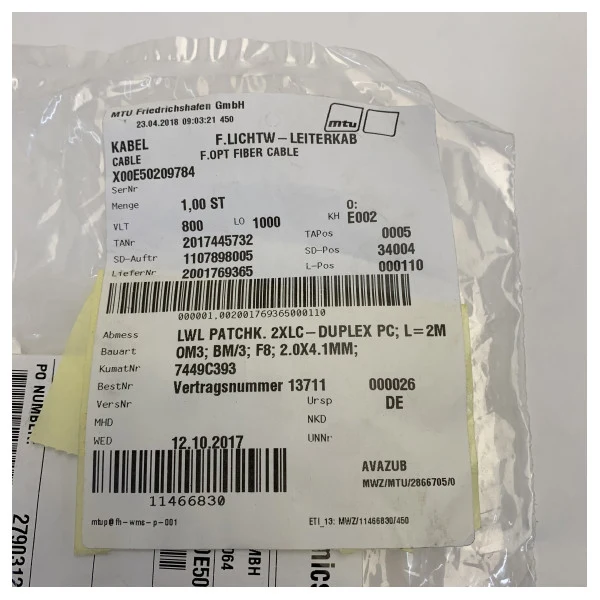 Câble de connexion en fibre optique MTU X00E50209784