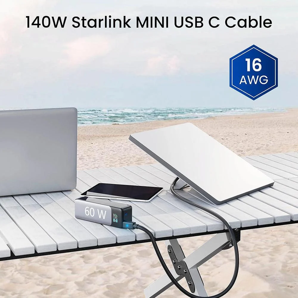 Câble d'alimentation USB-C vers CC avec voyant lumineux pour Starlink Mini