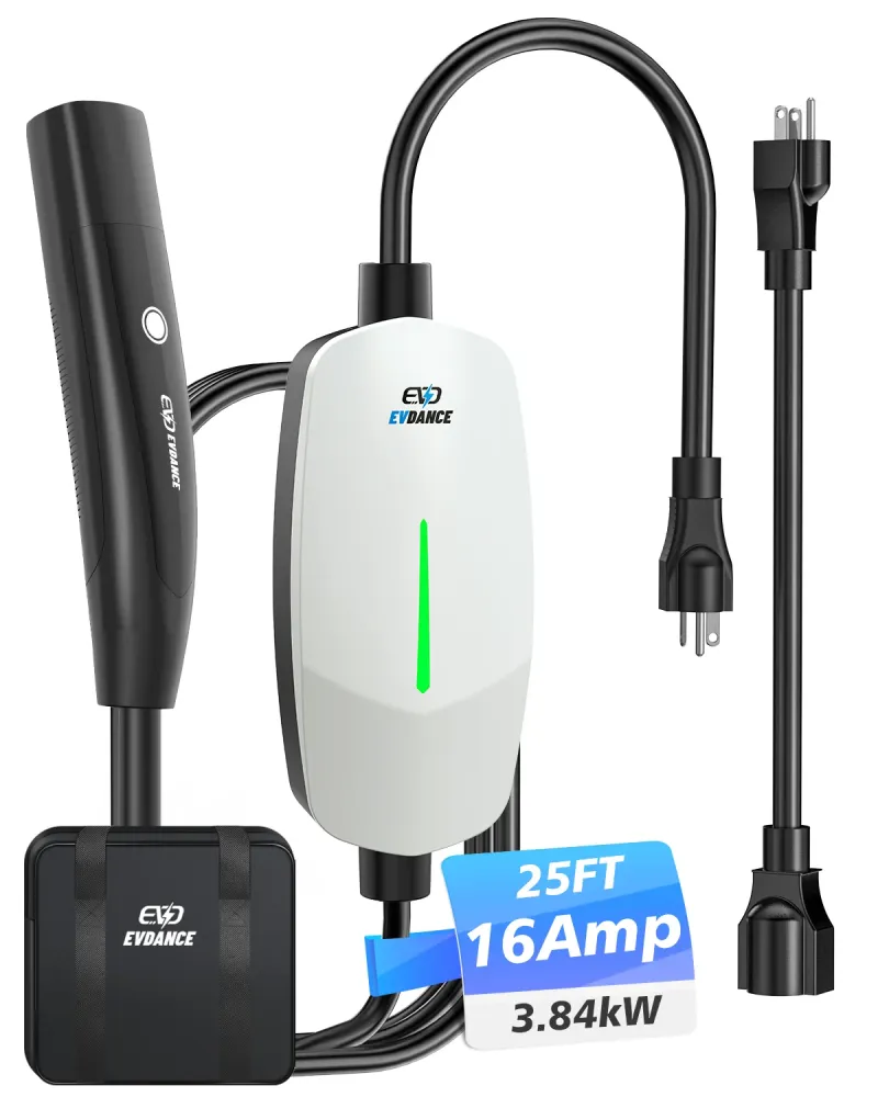 Chargeur portable EVDANCE Niveau 1 et 2 NEMA 6-20 12/16 Câble 25 pieds