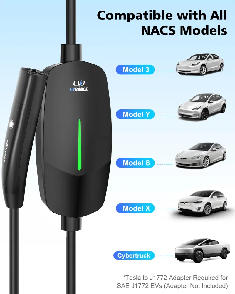 Chargeur portable EVDANCE Niveau 1 et 2 NEMA 6-20 12/16 Câble 25 pieds