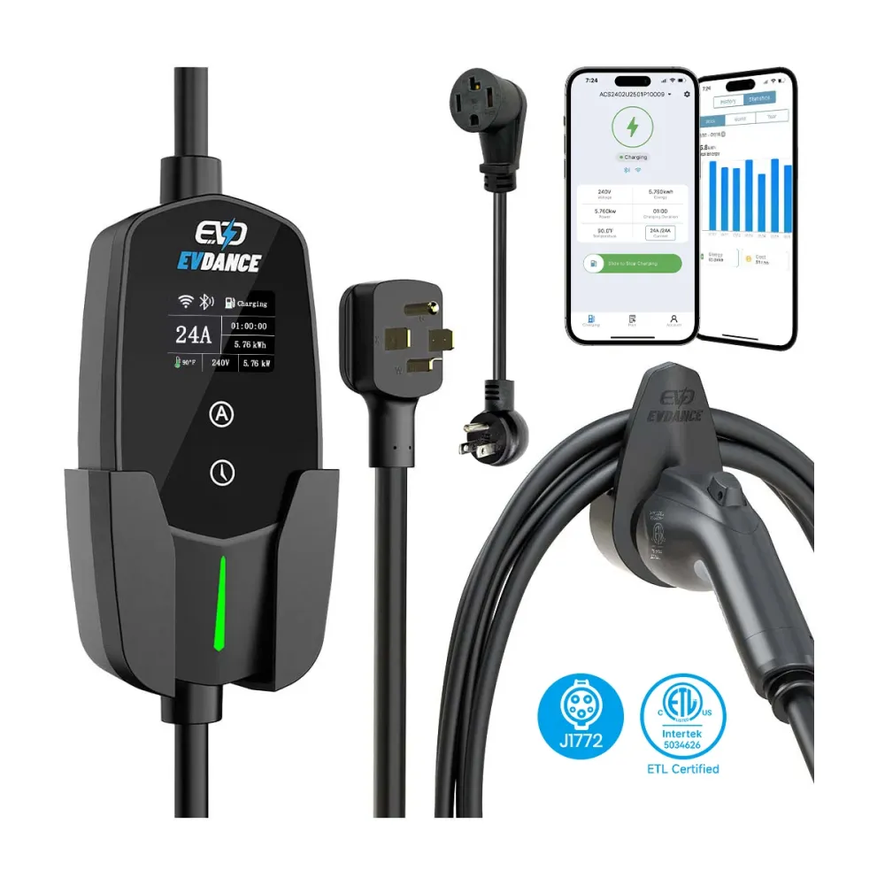 Chargeur de véhicule électrique portable EVDANCE niveau 2 NEMA 14-30 24 J1772