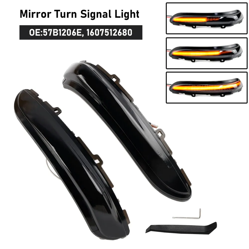 Clignotant de rétroviseur latéral séquentiel LED fumé pour Peugeot et citroën