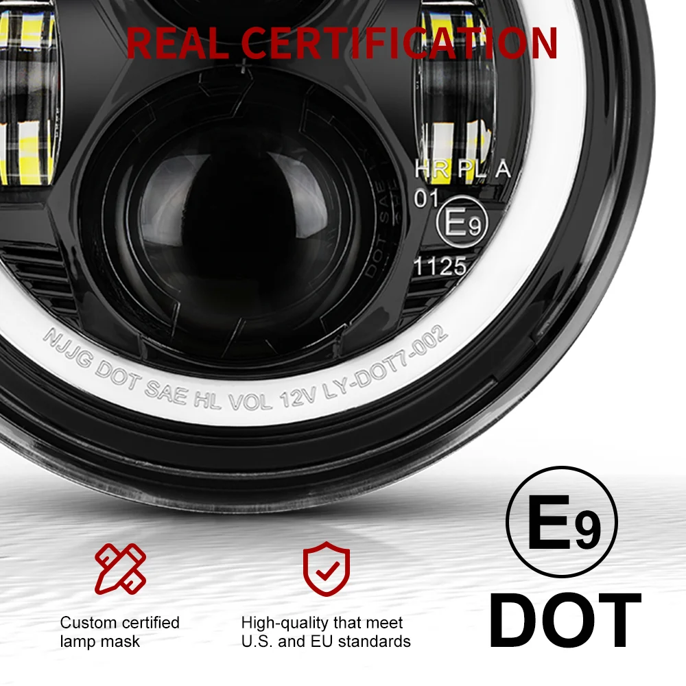 Paire de phare rond scellé de 7 pouces avec halo pour Jeep CO LIGHT