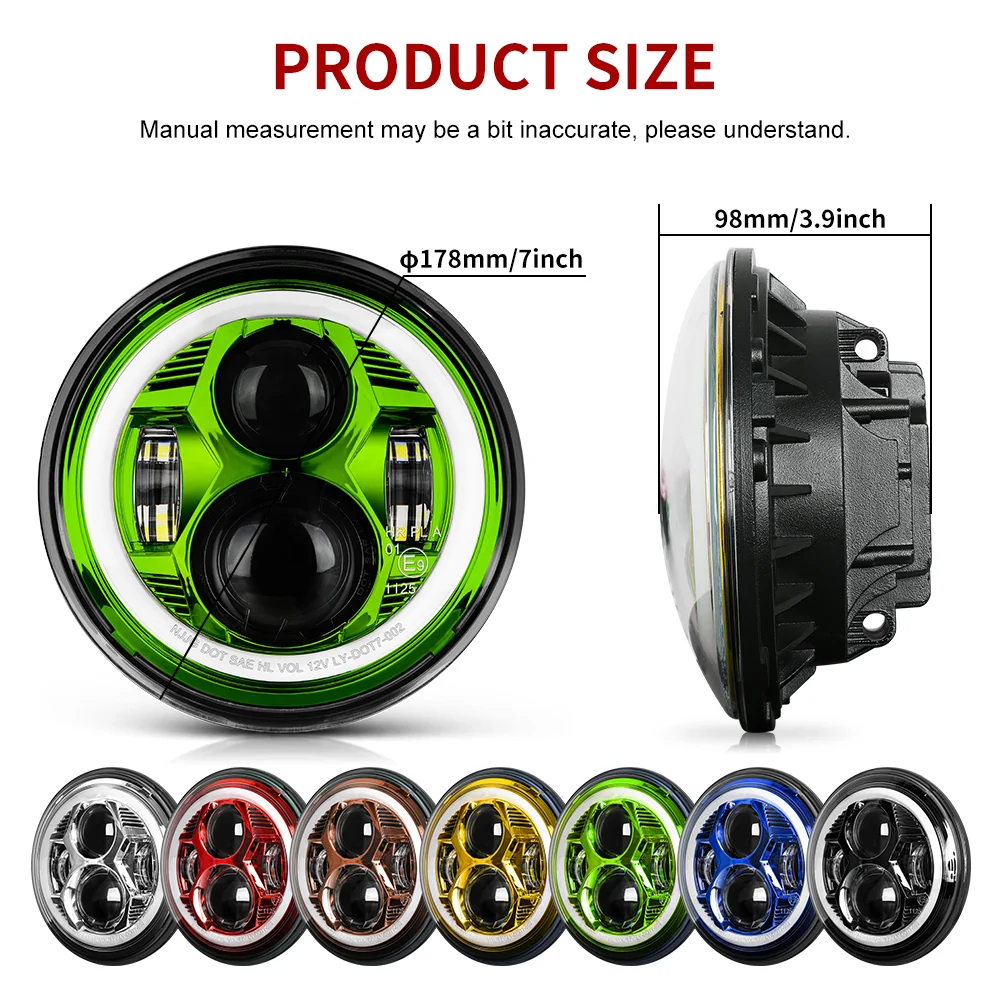 Paire de phare rond scellé de 7 pouces avec halo pour Jeep CO LIGHT