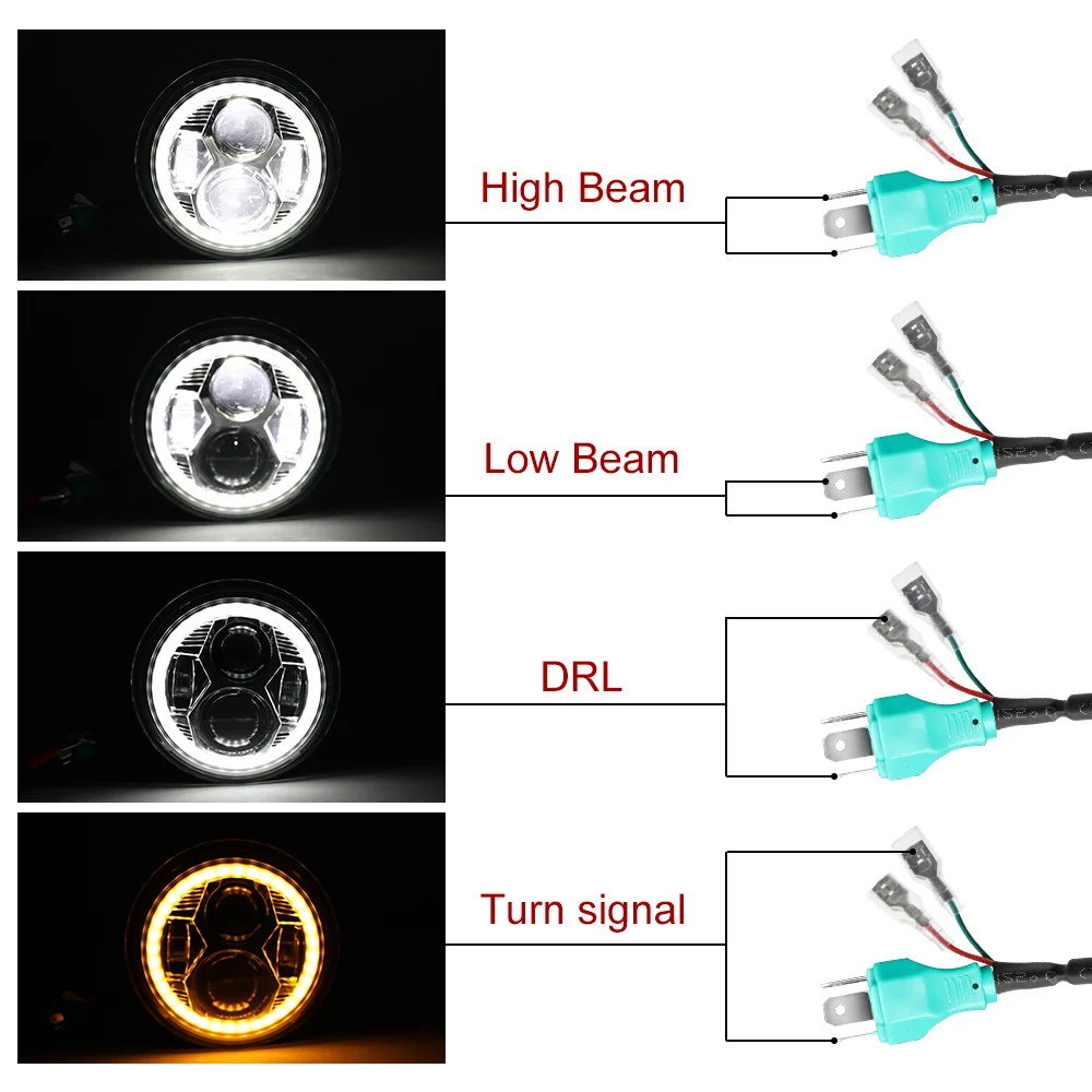 Paire de phare rond scellé de 7 pouces avec halo pour Jeep CO LIGHT