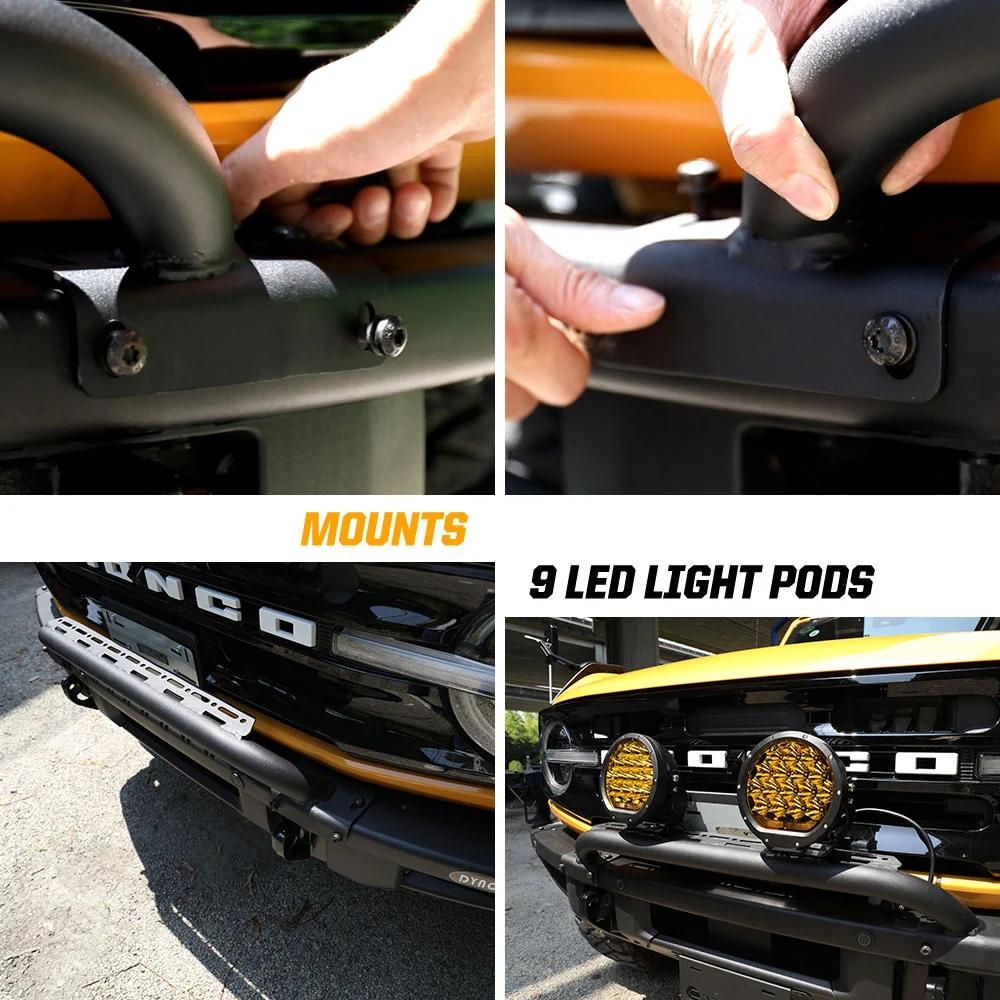 Support de montage pour lumière LED de pare-chocs avant Ford Bronco 2021-2024 CO LIGHT