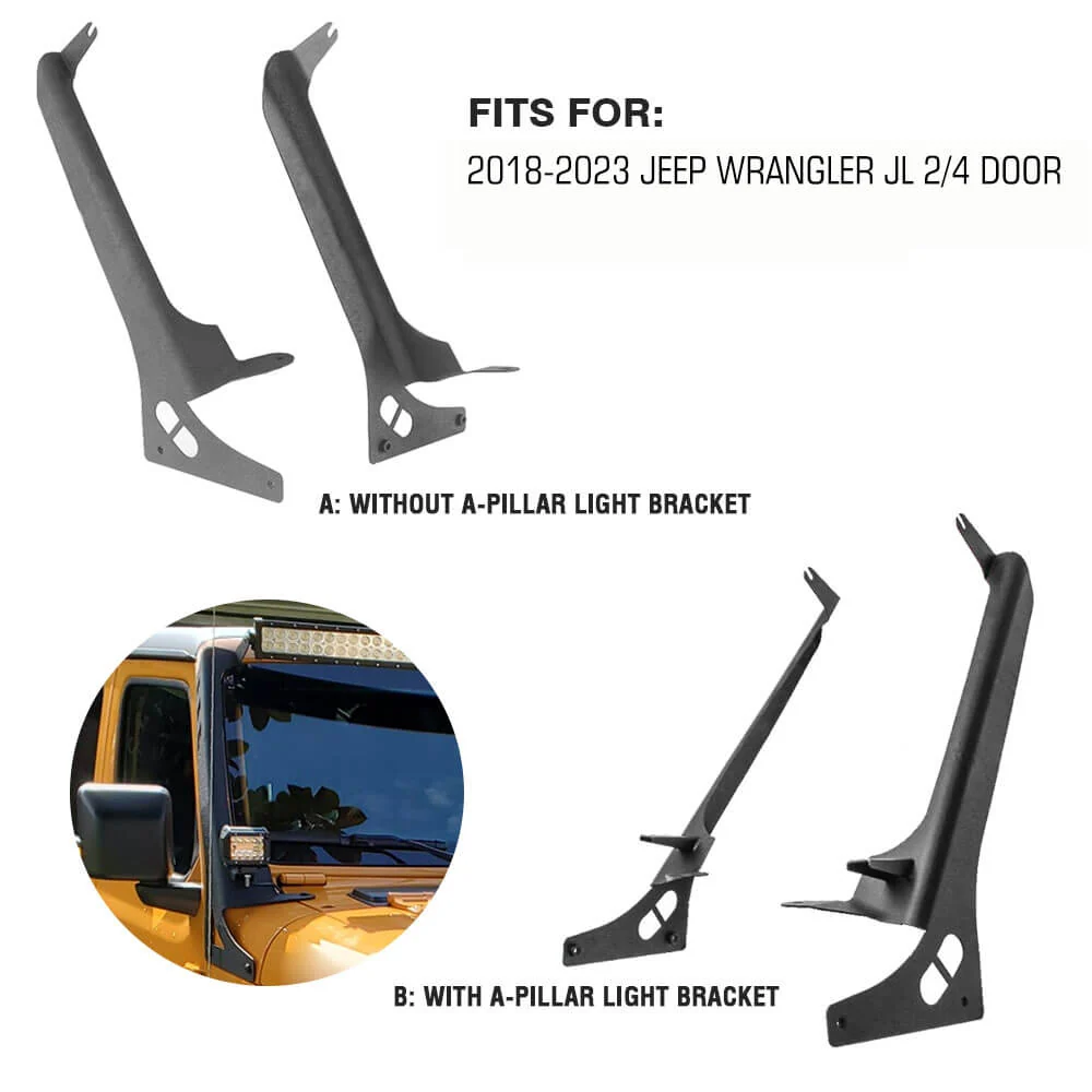Supports de montage de toit pour barre lumineuse 50 pouces Jeep Wrangler JL 2018-2023 Avec CO LIGHT