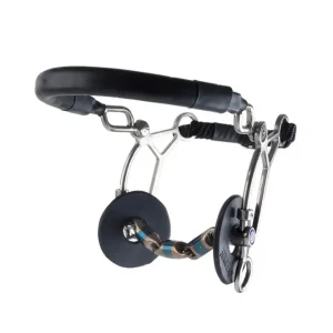 Combi Mors Hackamore Acier Doux Bleu Salivant 4 brisures Blue 115 mm