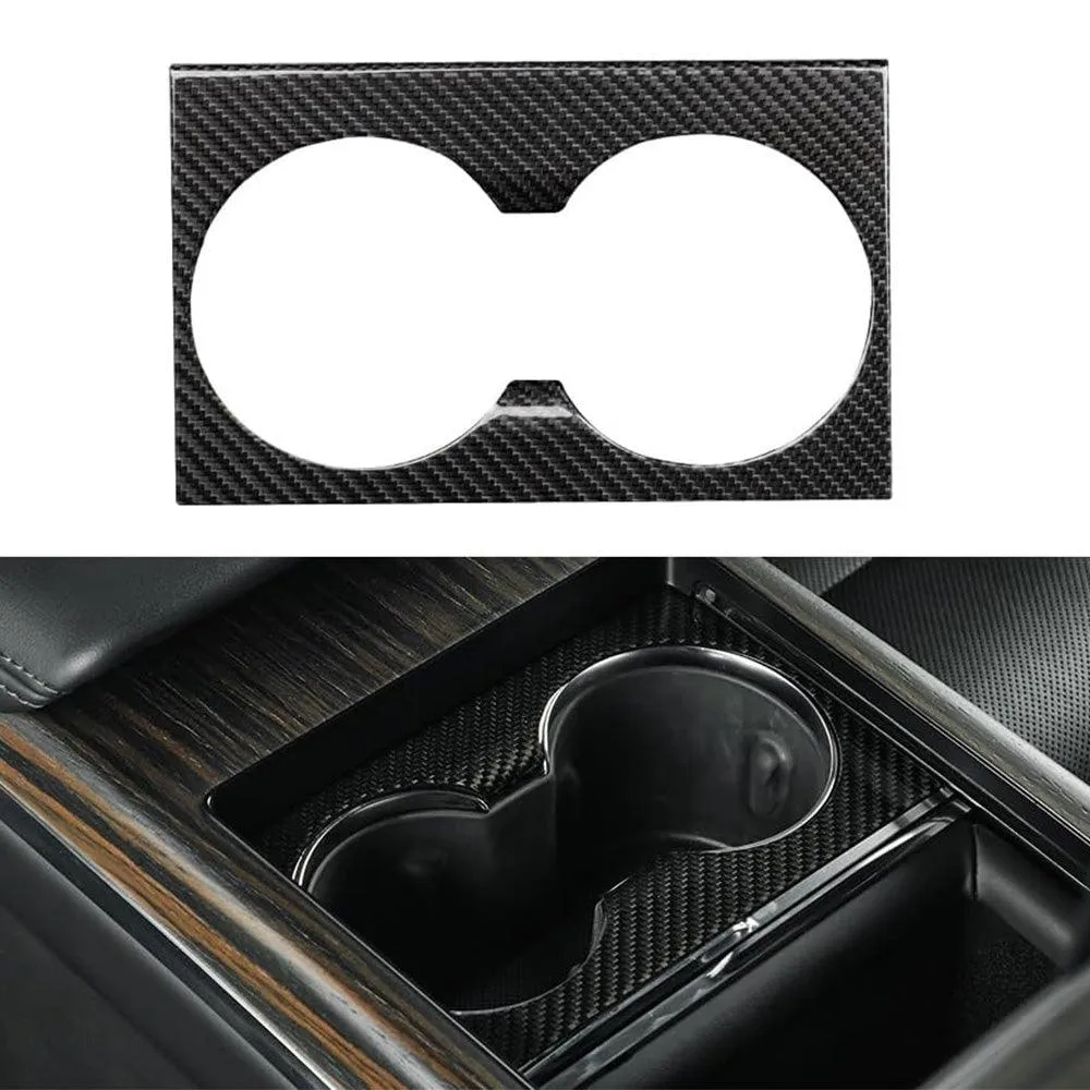 Couvercle de porte-gobelet en fibre de carbone pour Tesla Model S/X-Accessoire premium pour consoles (2022+)