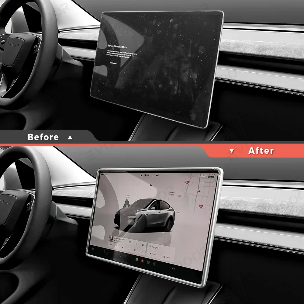 Écran central tout-en-un en verre trempé et cadre pour Tesla Model Y Juniper 2025+ Style