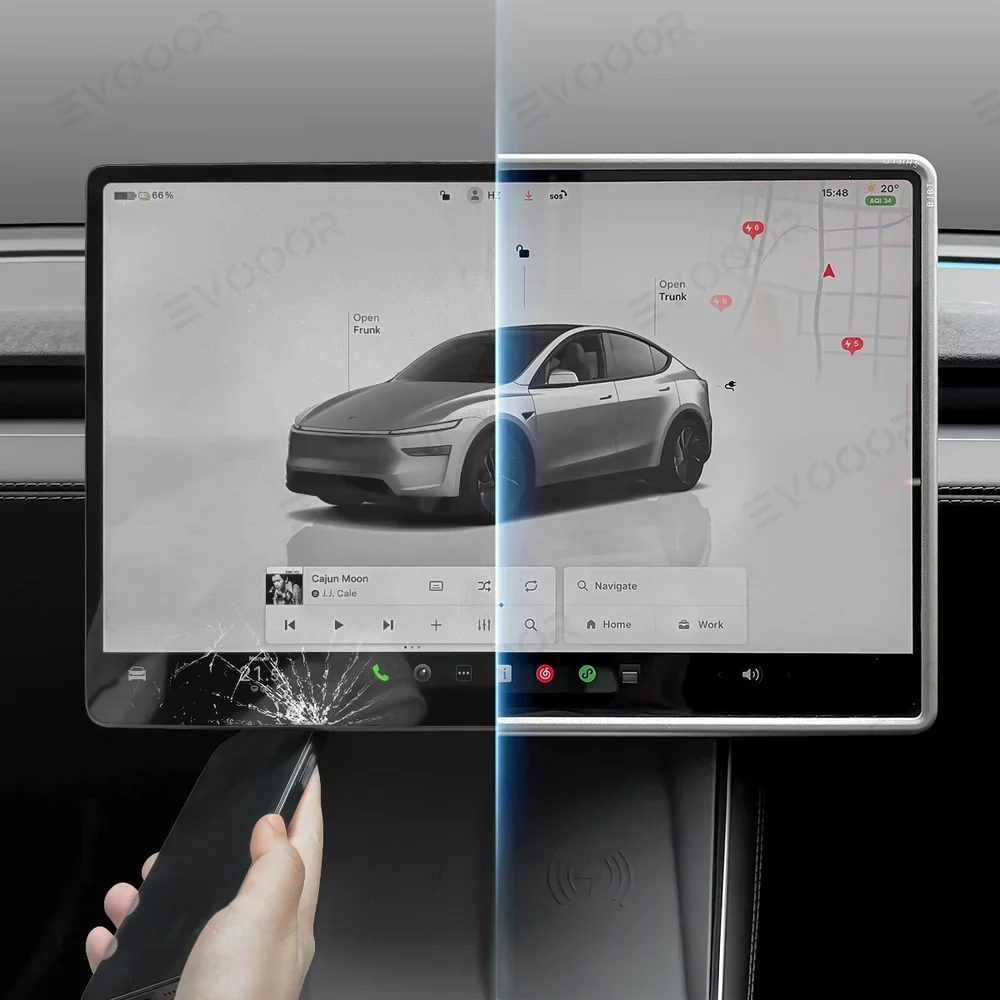Écran central tout-en-un en verre trempé et cadre pour Tesla Model Y Juniper 2025+ Style