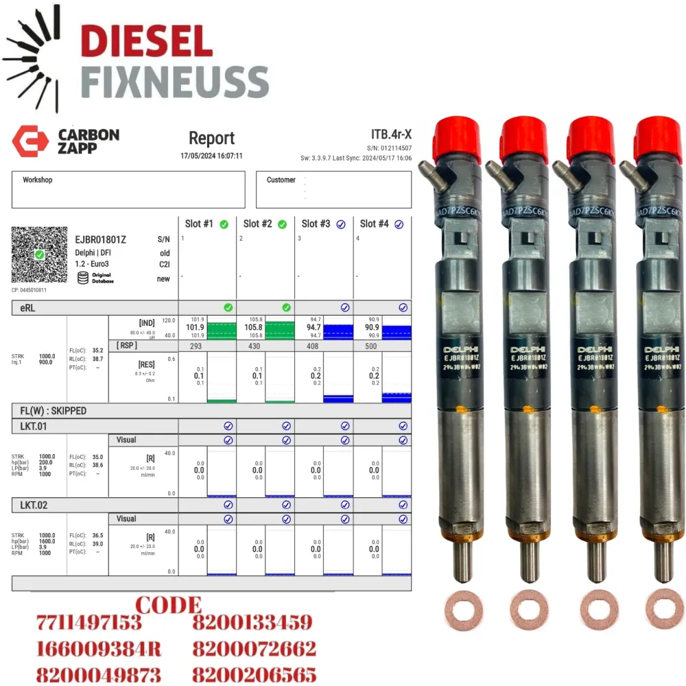 4x Delphi injecteur Renault Clio Kangoo 1.5dci EJBR01801A EJBR01801Z
