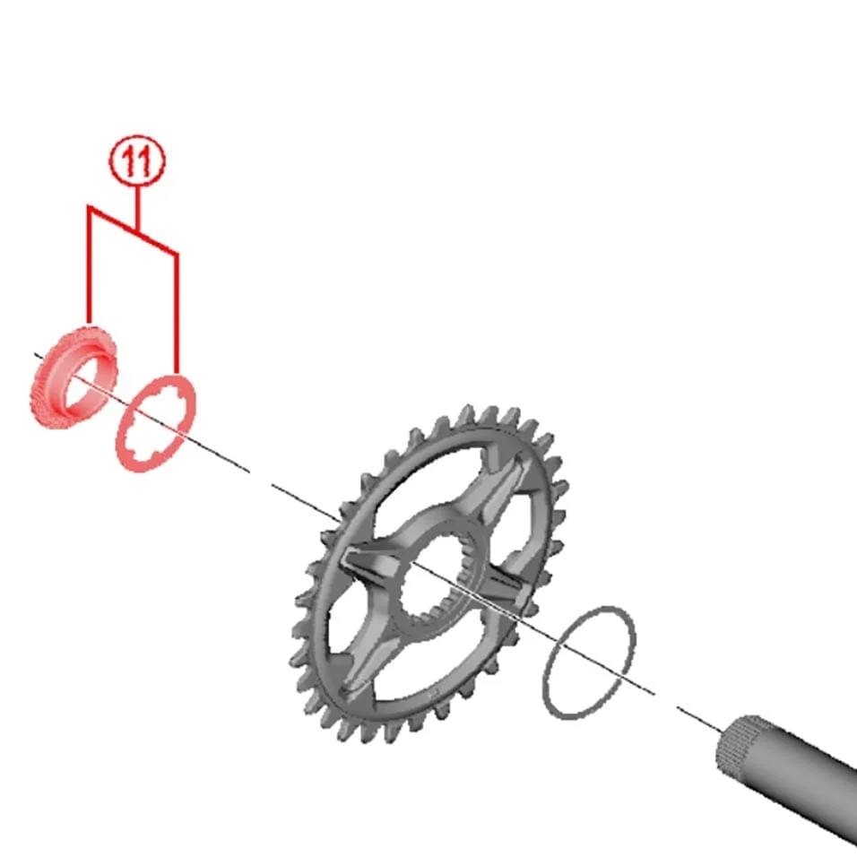 Ecrou et Rondelle de Fixation Plateau de Pédalier 12V SHIMANO XTR FC-M9100 Gris