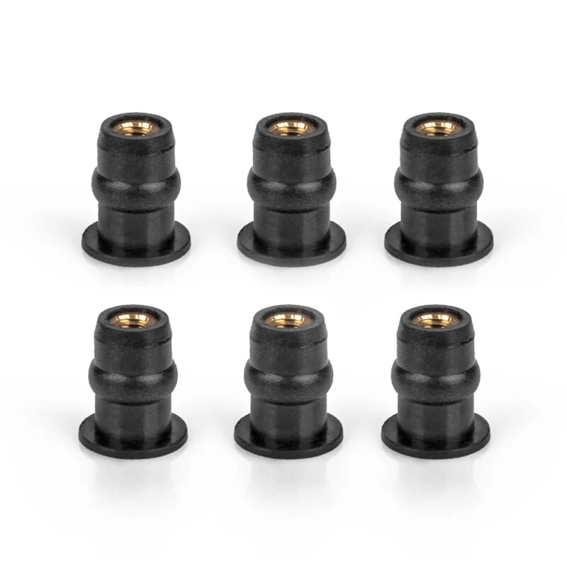 Ecrous caoutchoutés M5 pour bulle pare-brise, lot de 6
