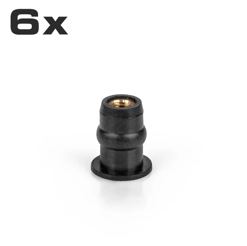 Ecrous caoutchoutés M5 pour bulle pare-brise, lot de 6