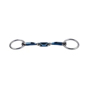 Filet de bride Trust Equestrain Acier Doux Bleu Salivant Chantilly Double Brisure Blue 150 mm