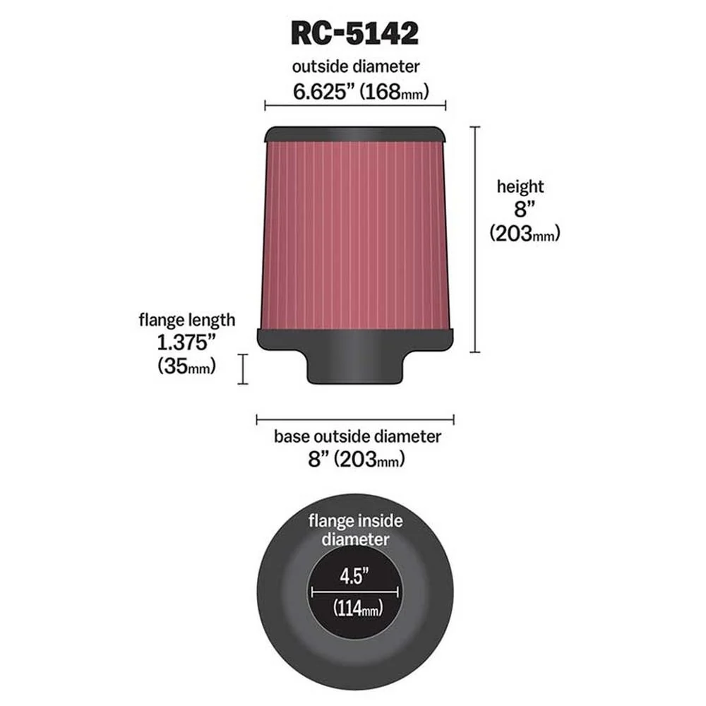FILTRE AIR UNIVERSEL K&N RC-5142