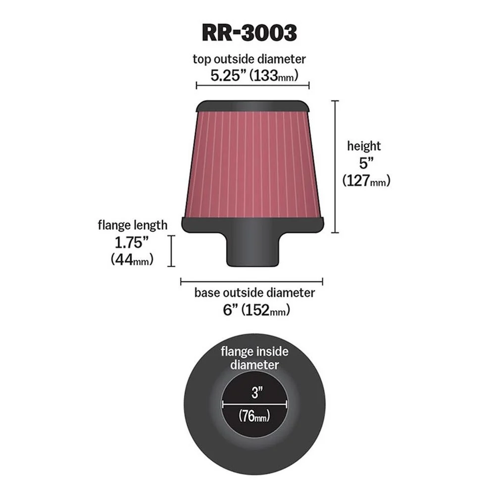 FILTRE AIR UNIVERSEL K&N RR-3003