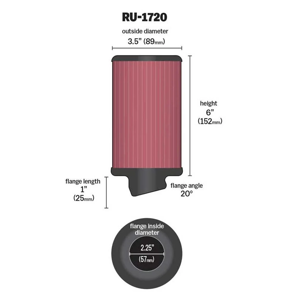 FILTRE AIR UNIVERSEL K&N RU-1720