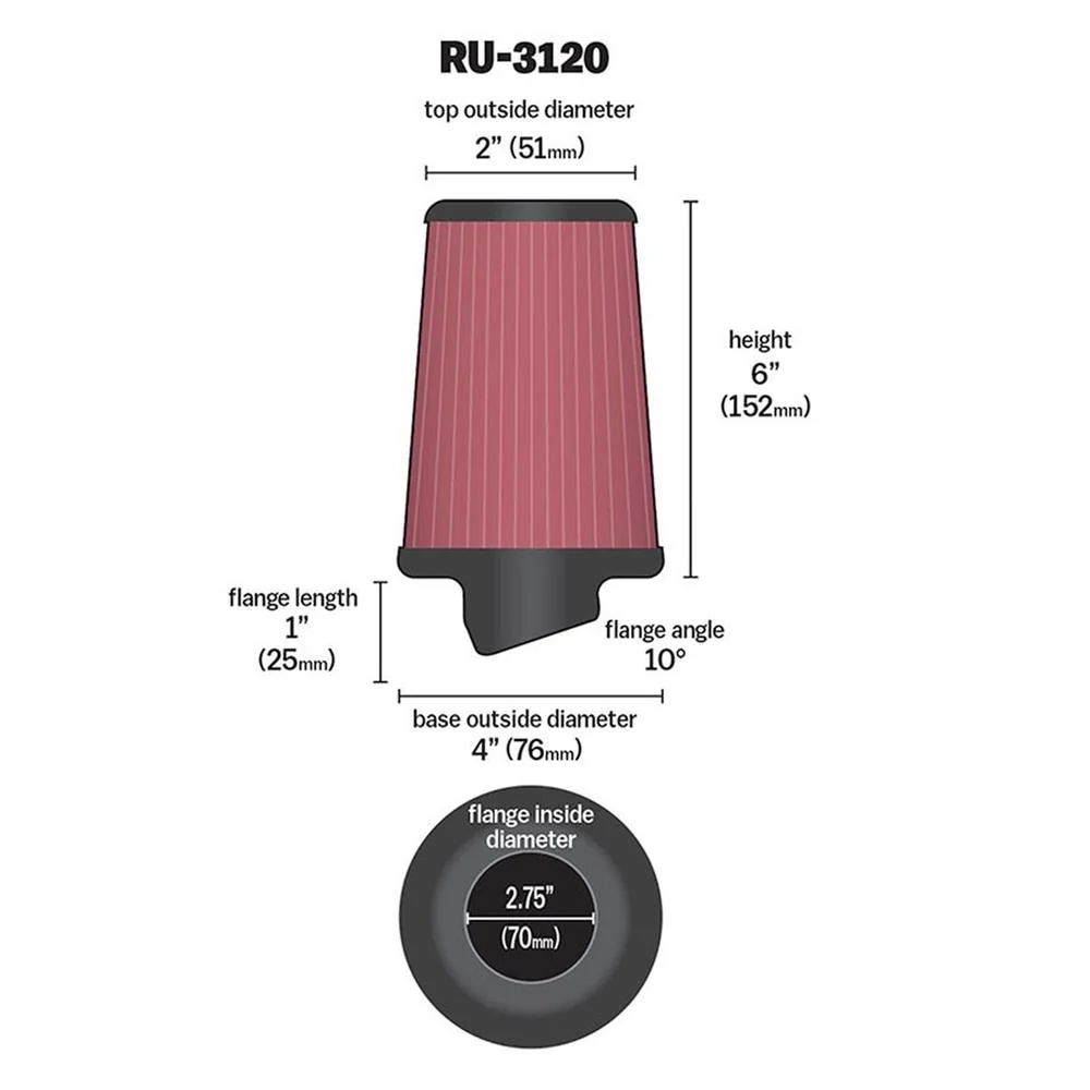 FILTRE AIR UNIVERSEL K&N RU-3120
