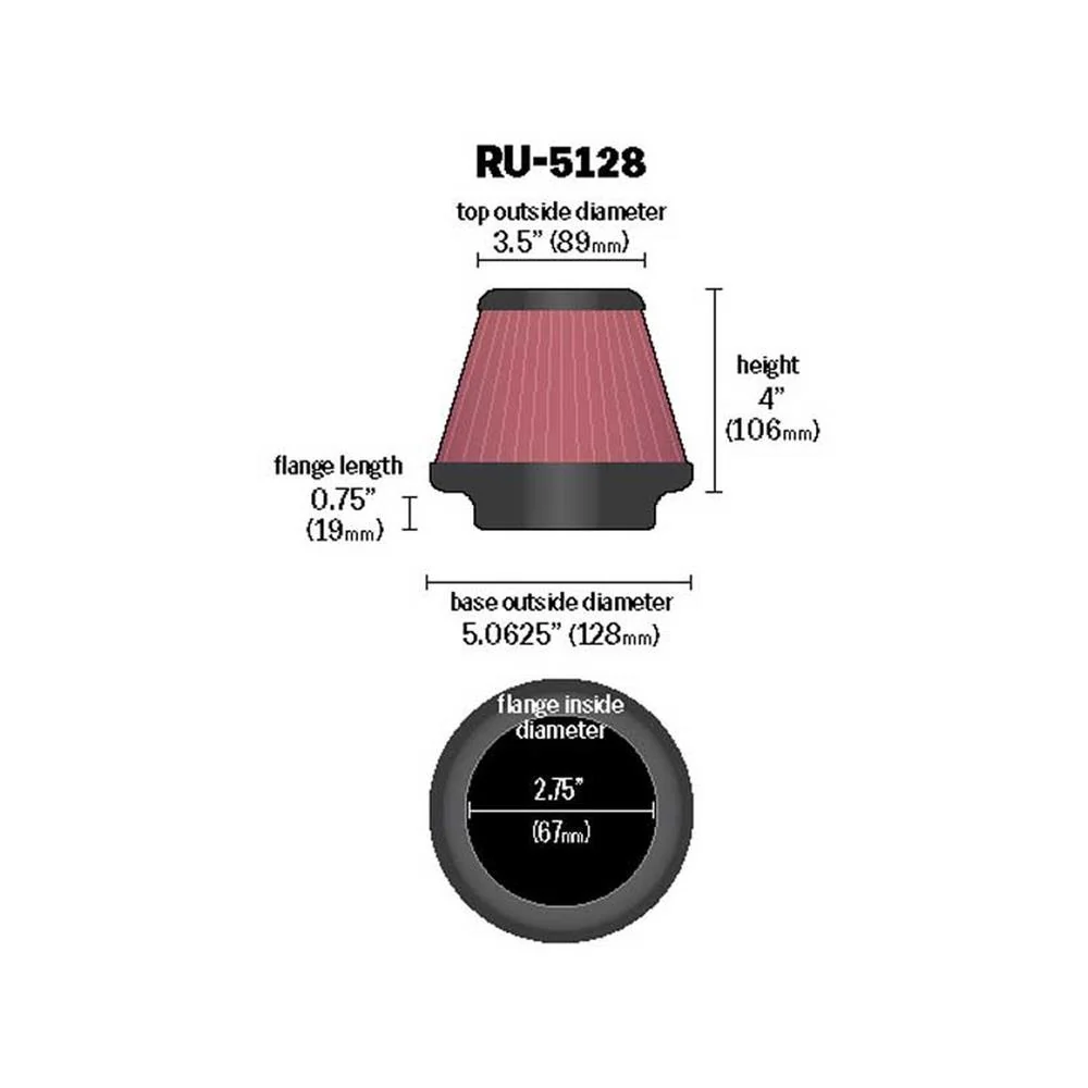 FILTRE AIR UNIVERSEL K&N RU-5128