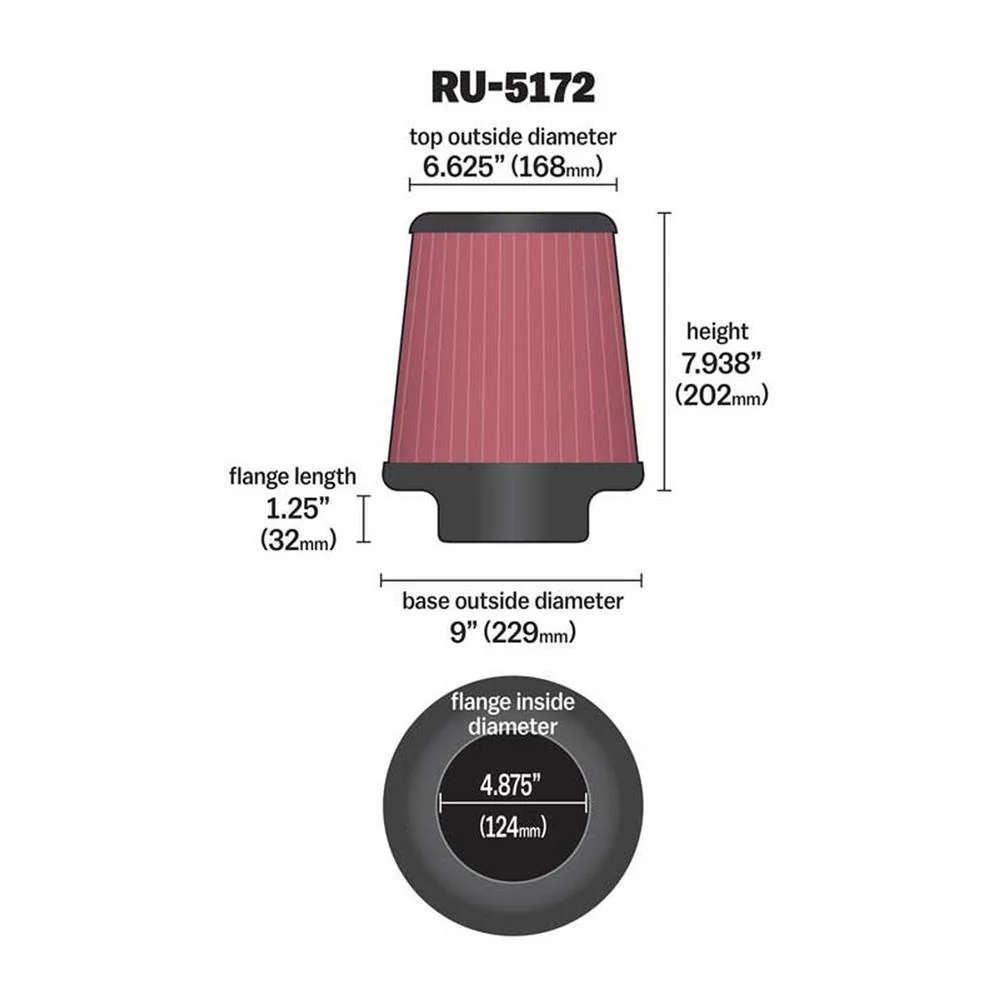 FILTRE AIR UNIVERSEL K&N RU-5172