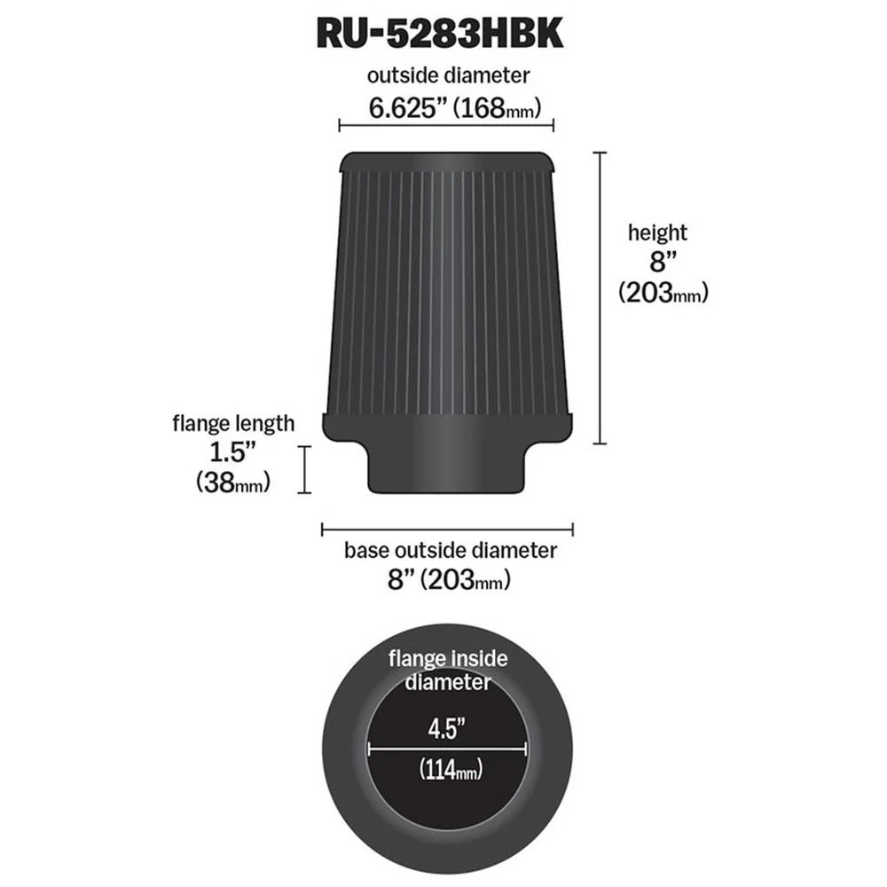 FILTRE AIR UNIVERSEL K&N RU-5283HBK
