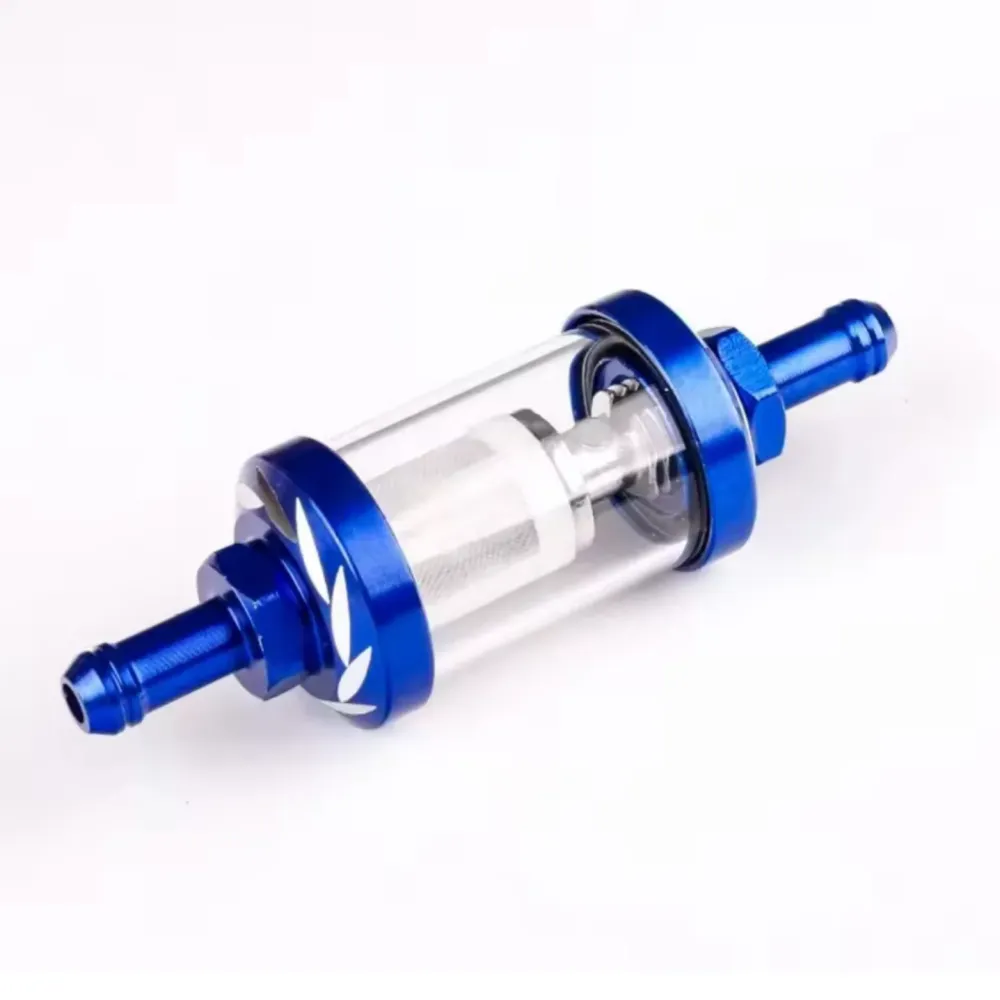 Filtre à essence bleu et transparent CNC pour tuyau d'essence de 5 & 6 mm