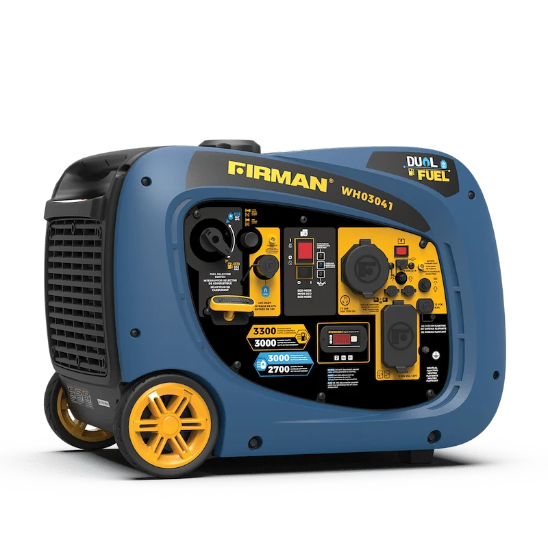Générateur hybride Whisper WH03041 à onduleur bicarburant - 3 300 W, essence/propane, portable Firman