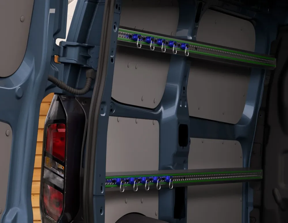 Anneaux d’arrimage du chargement bleus pour Ford Transit Custom
