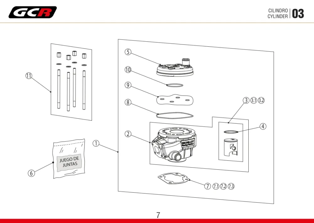 Haut moteur RF50WR BIDALOT pour moteur GCR / Cylinder kit BIDALOT RF50WR GCR