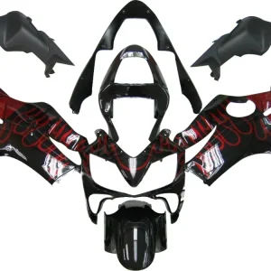 Amotopart 2001-2003 Honda CBR600 F4i noir avec kit de carénage flamme rouge