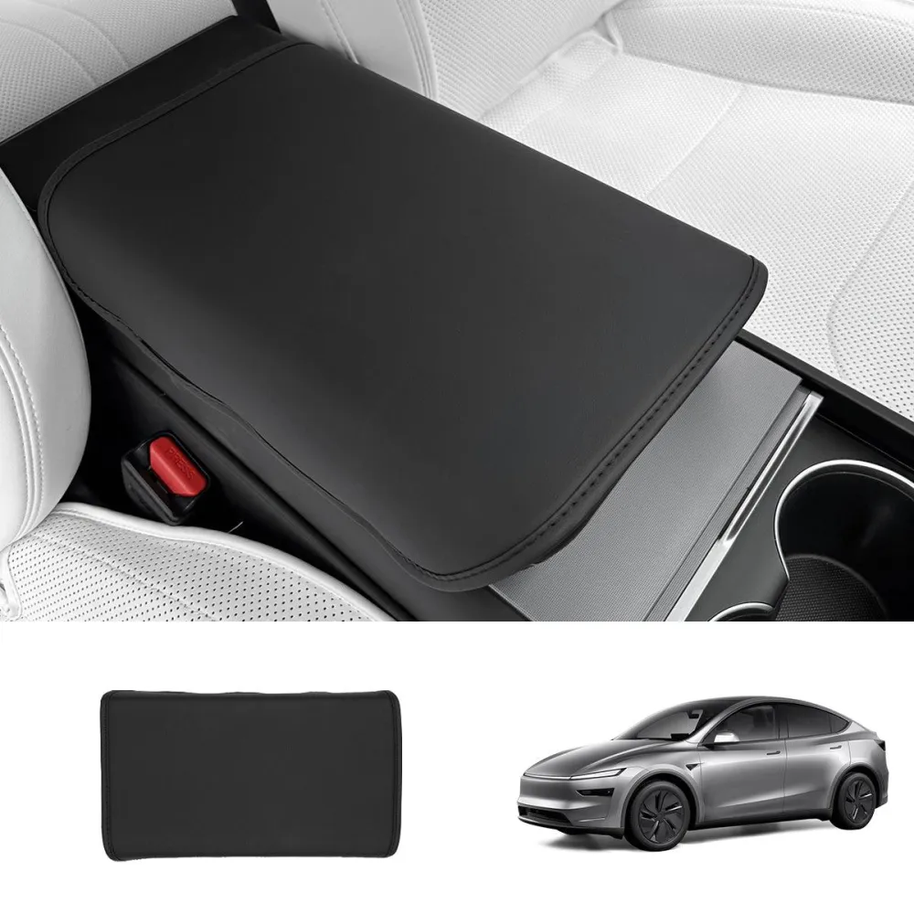 Housse d'accoudoir de console centrale en cuir Nappa–Protection élégante pour Tesla Model Y Juniper 2025+