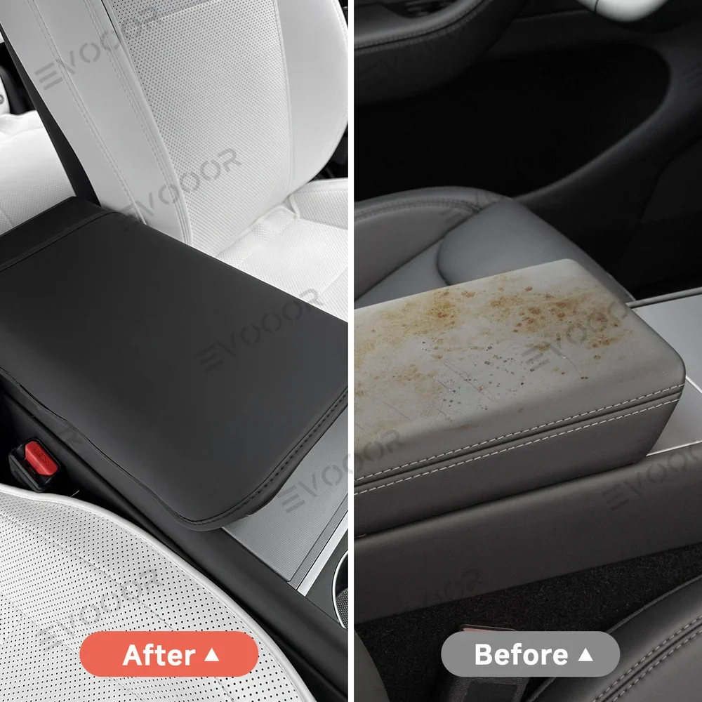 Housse d'accoudoir de console centrale en cuir Nappa–Protection élégante pour Tesla Model Y Juniper 2025+