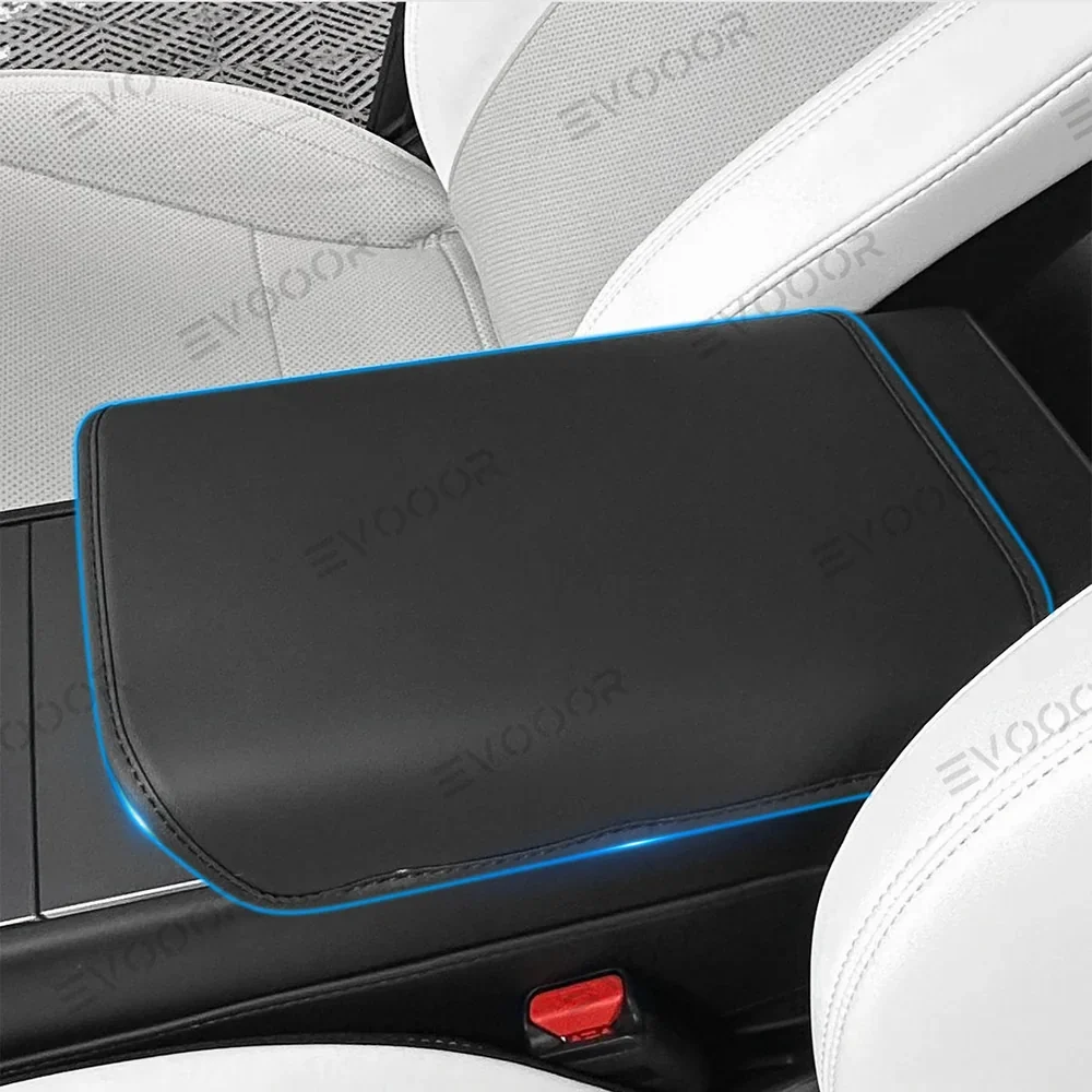 Housse d'accoudoir de console centrale en cuir Nappa–Protection élégante pour Tesla Model Y Juniper 2025+