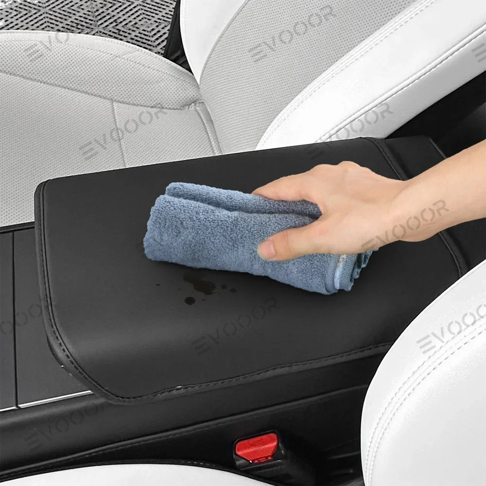 Housse d'accoudoir de console centrale en cuir Nappa–Protection élégante pour Tesla Model Y Juniper 2025+