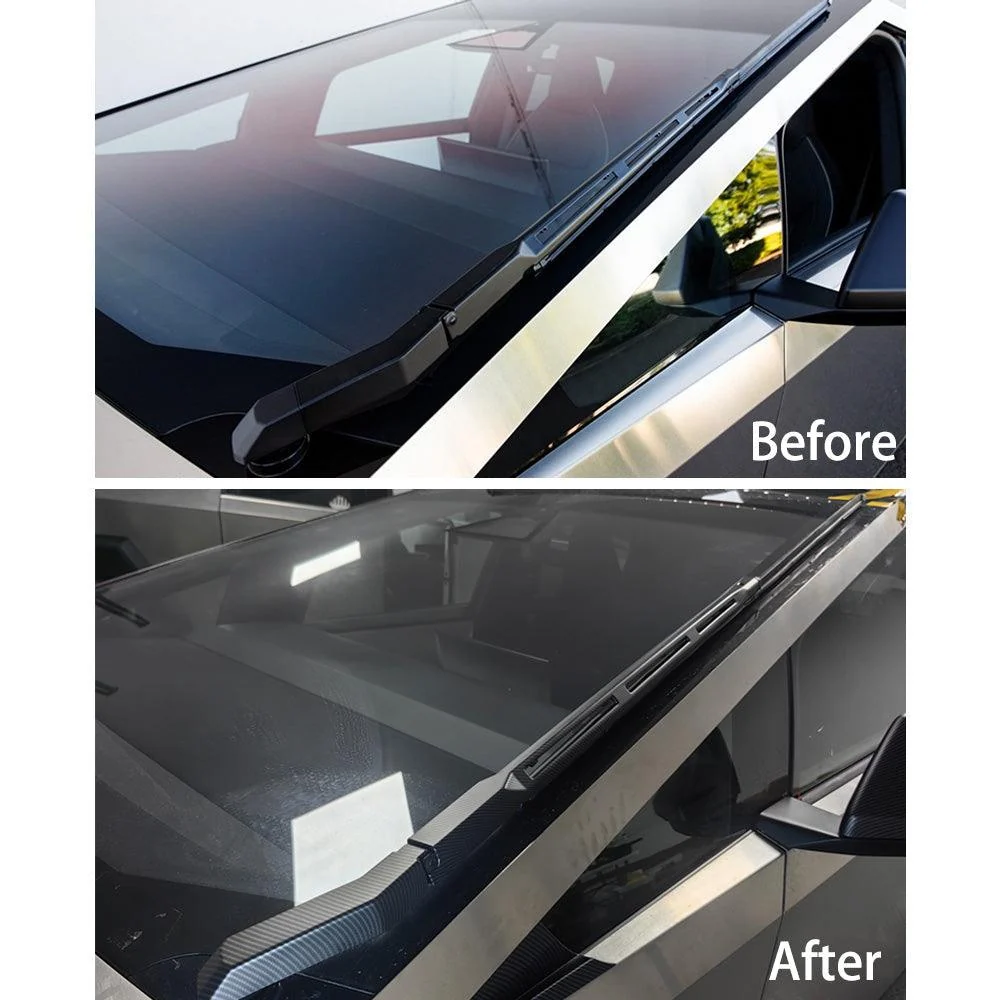 Housses d'essuie-glace (motif fibre de carbone ABS) pour Tesla Cybertruck