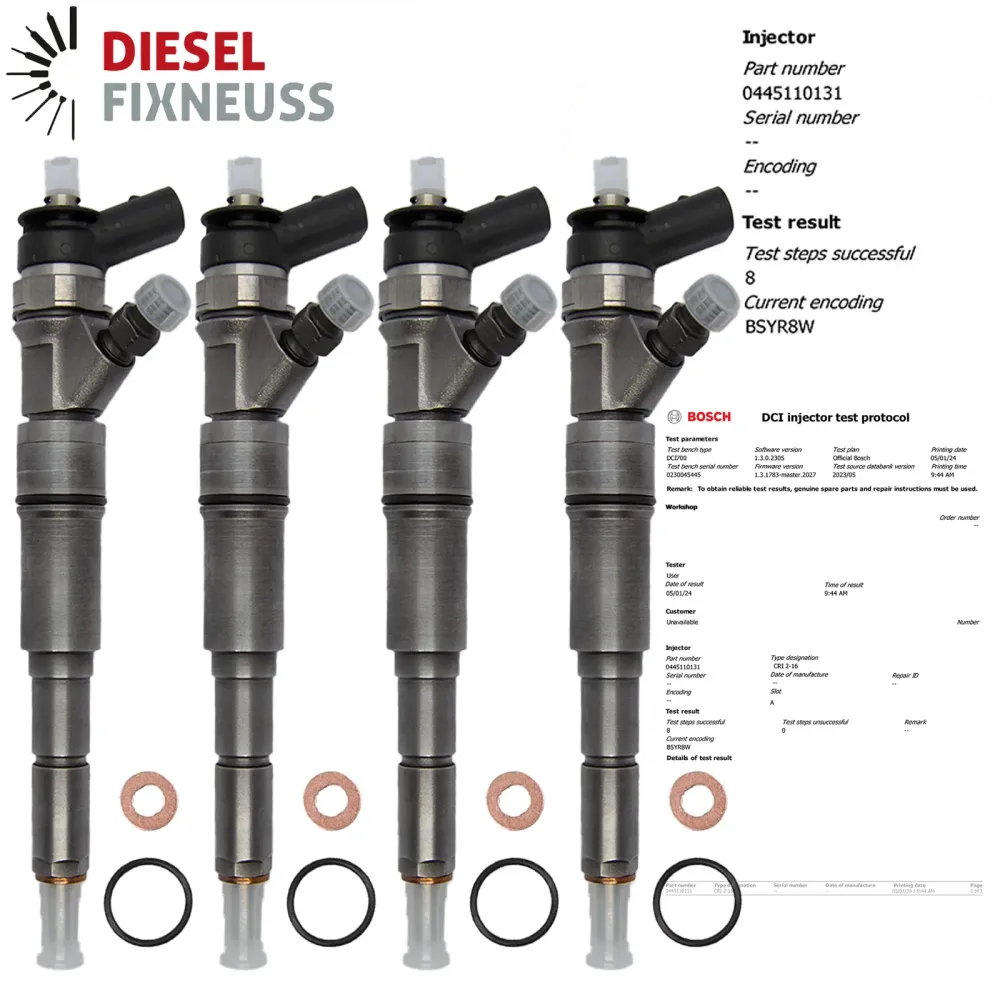 4x Injecteur 0445110131 BMW E46 320d (150ps) 330d 330xd (204ps) 320td 7788609