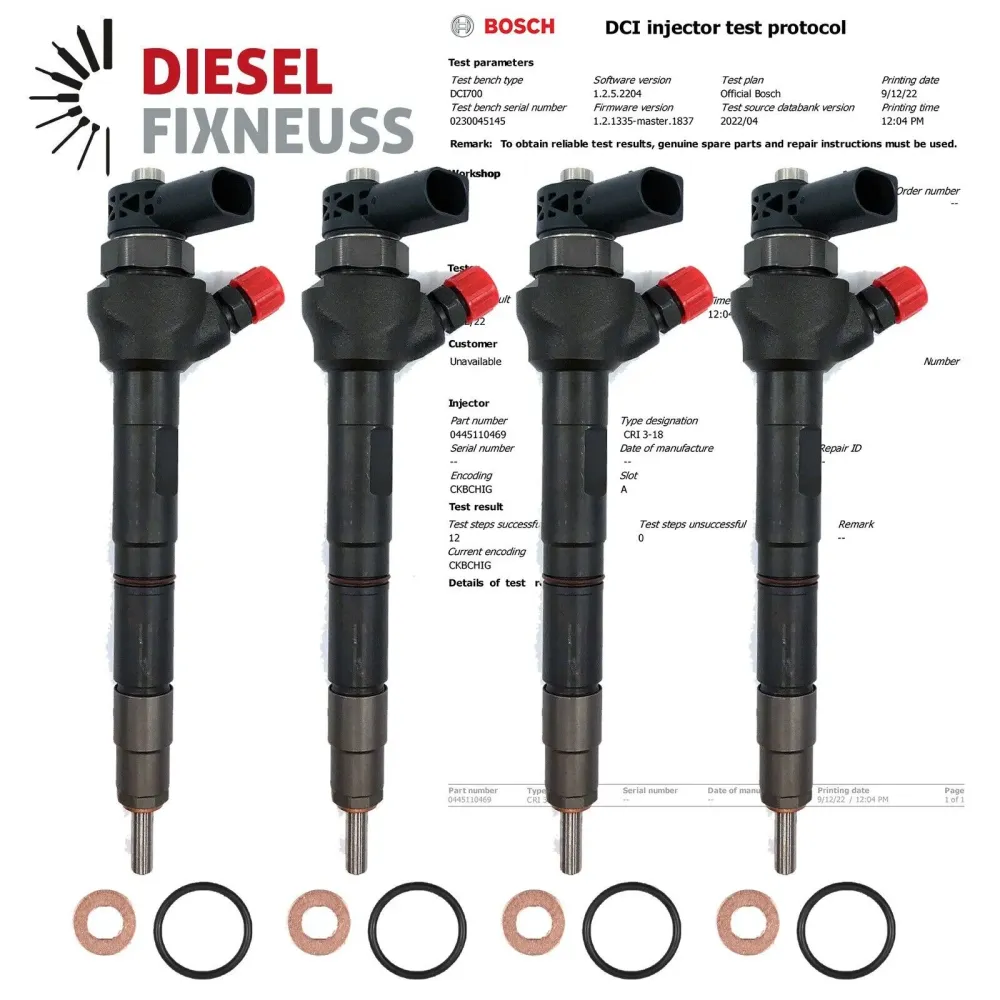 4x Injecteur 0445110469 VW AUDI SEAT SKODA 2.0 TDI Diesel Injektor